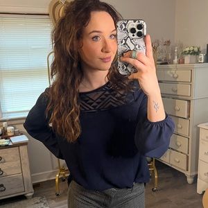 MERAKI navy blue blouse, size large